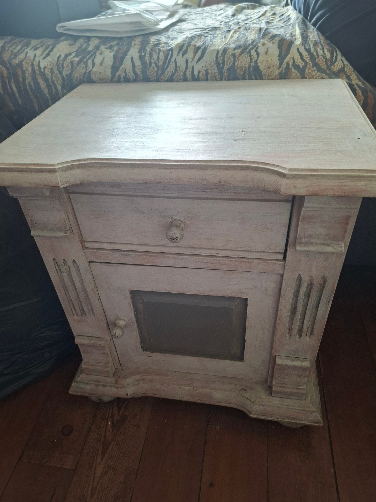 Brocante houten kastje, Ophalen, Gebruikt, Teakhout, 50 tot 100 cm