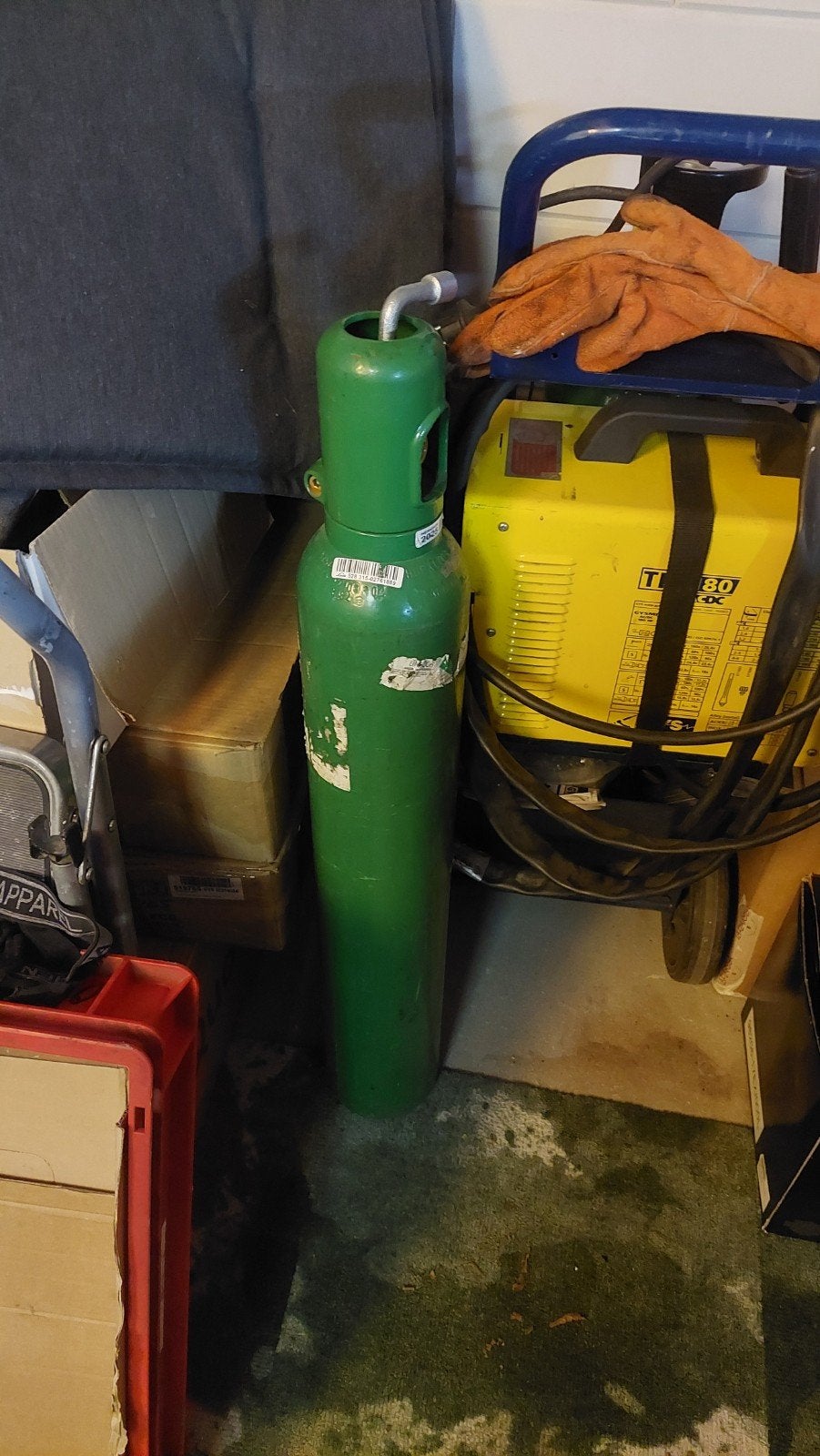 argon fles, Ophalen, Tig