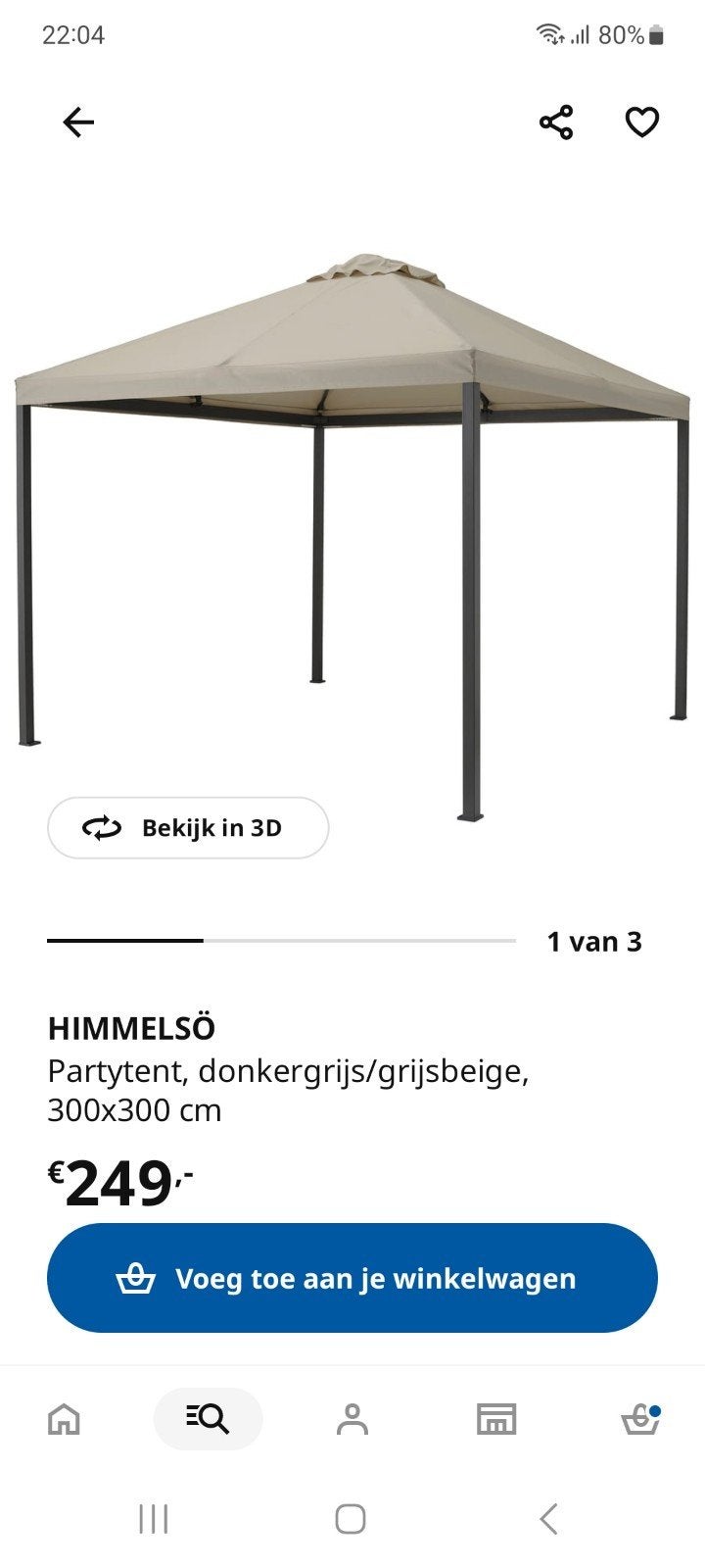 partytent Ikea, Ophalen, Gebruikt, Minder dan 4 meter, 2 meter of meer