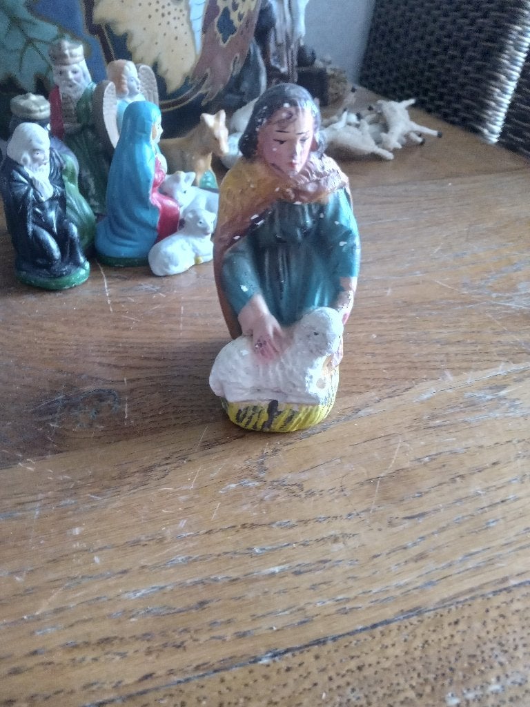 oude gipsen herder van oude kerstgroep, Ophalen of Verzenden