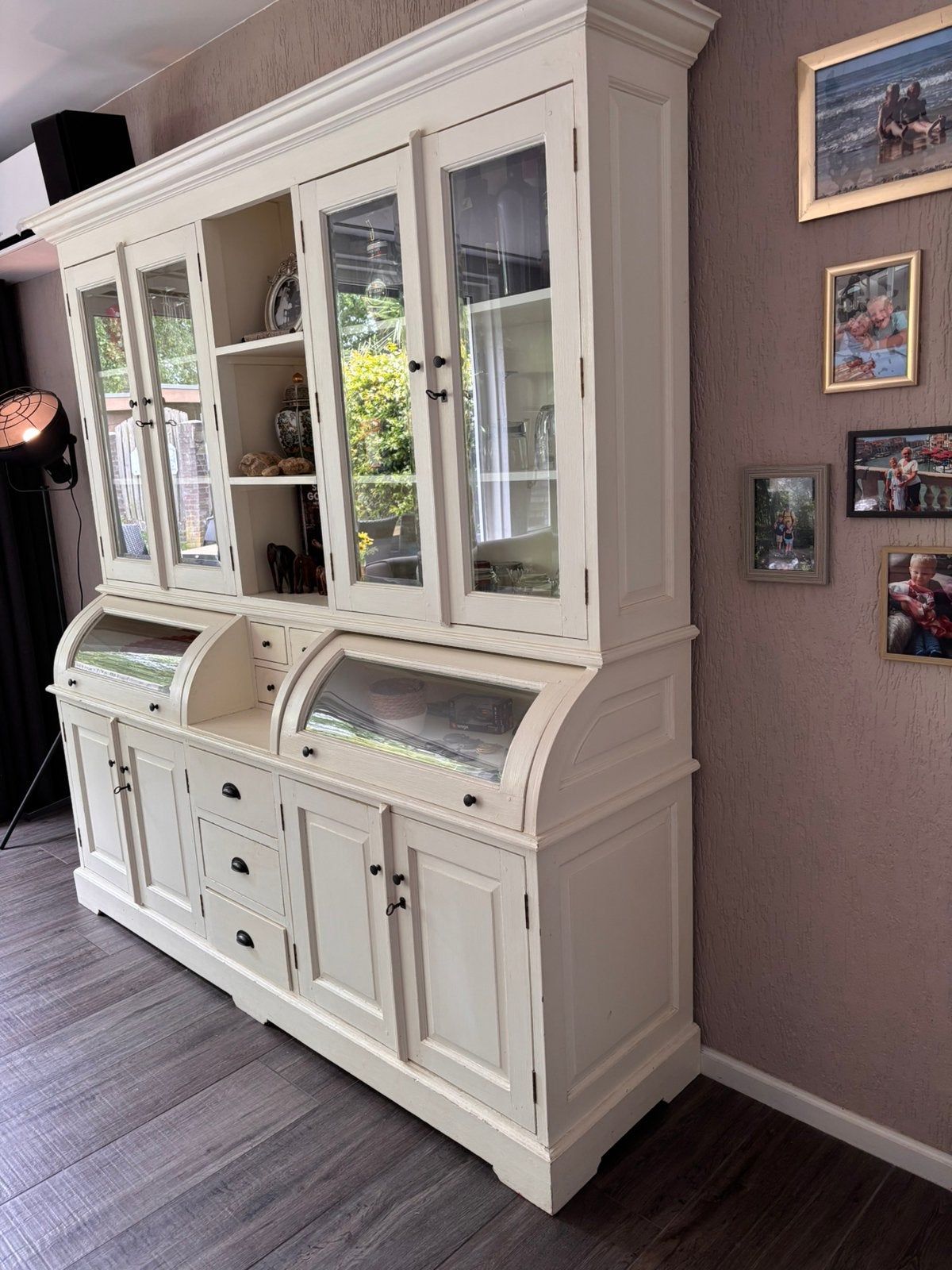 Mooie massief houten Grutterskast met facetgeslpen glas!, Ophalen, Gebruikt, 200 cm of meer, Glas