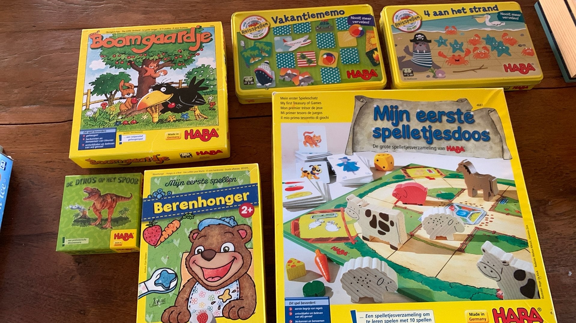 HABA spelletjes Boomgaardje Eerste spelletjesdoos, Vijf spelers of meer, Ophalen, Gebruikt