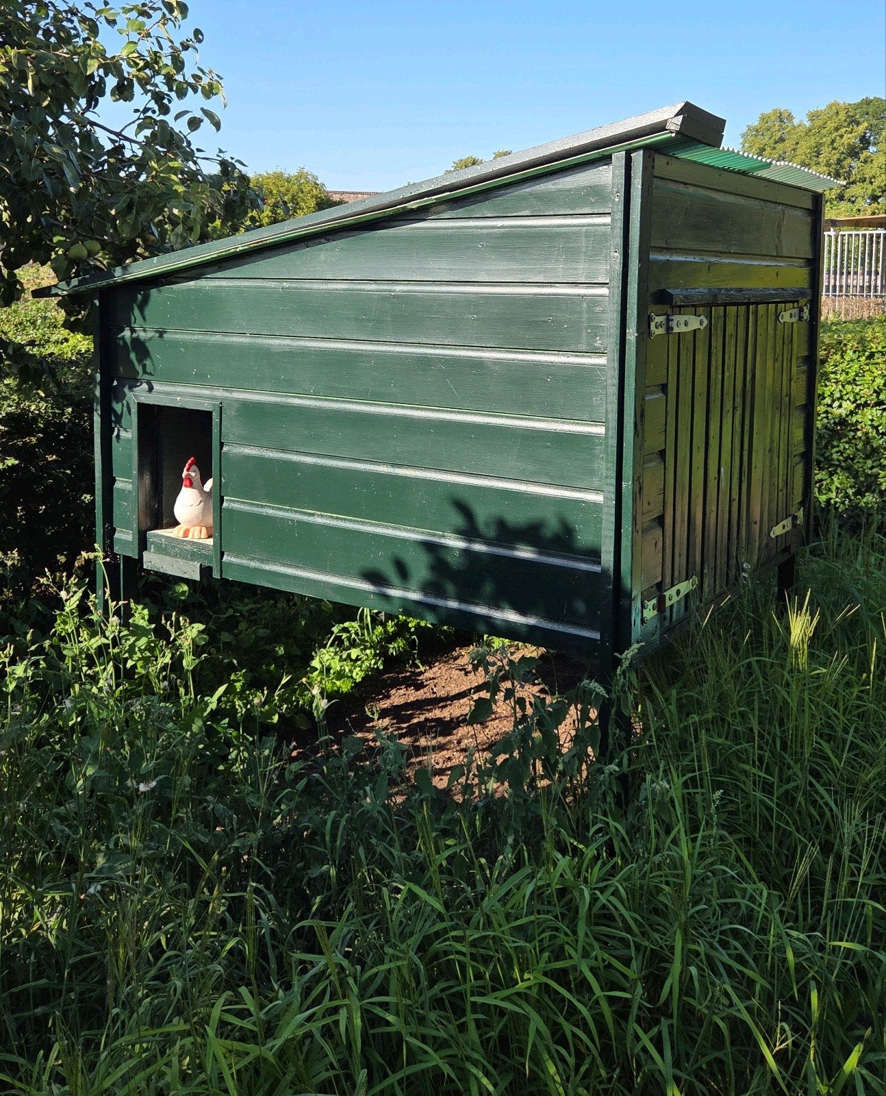 Groen houten kippenhok nachthok, Dieren en Toebehoren, Pluimvee | Toebehoren, Ophalen, Gebruikt, Kippenhok of Kippenren
