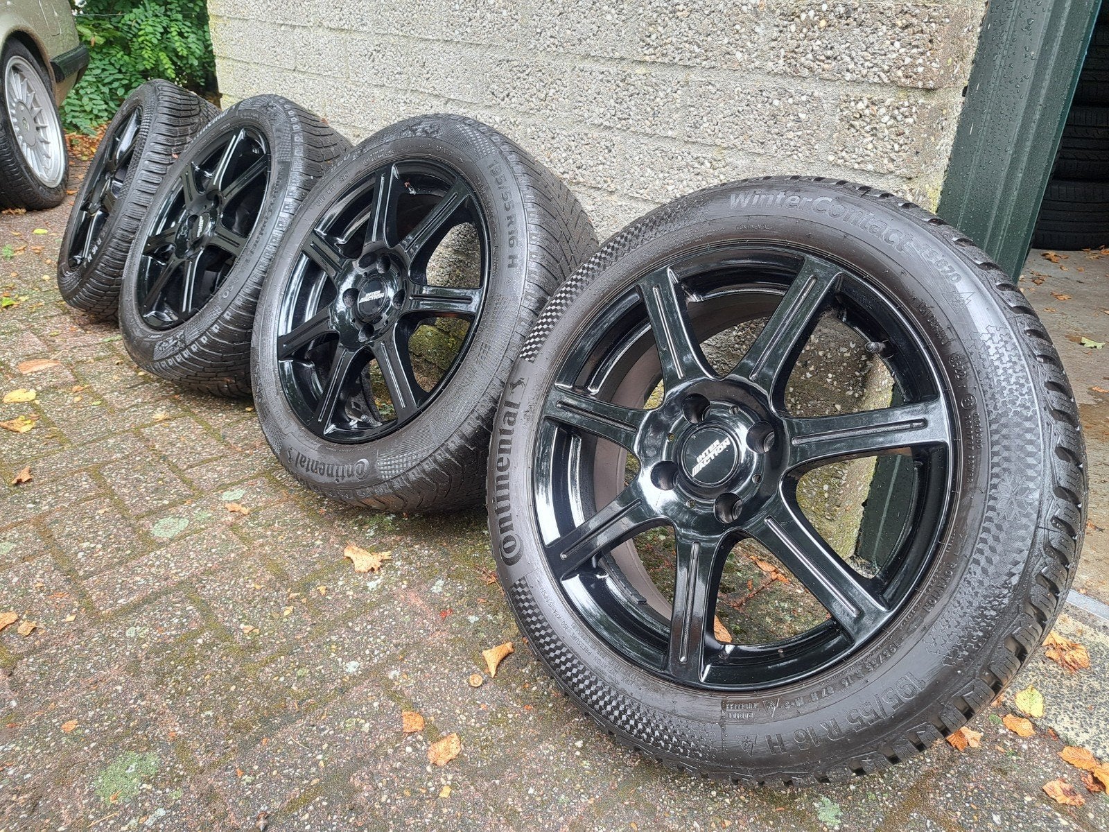 Sportvelgen 4x108 Continental WinterContact 195 55 16 inch, Auto-onderdelen, Ophalen, Gebruikt, 16 inch, Banden en Velgen