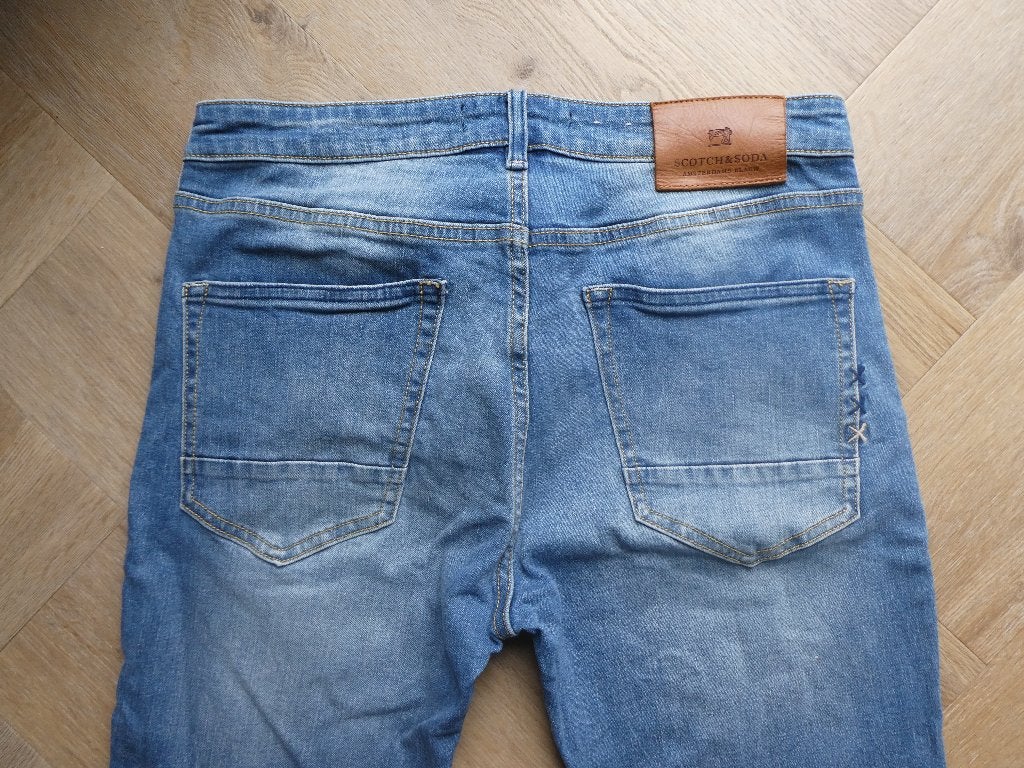 Mooie Scotch & Soda spijkerbroek, Skim maat 32-32, Blauw, W32 (confectie 46) of kleiner, Ophalen of Verzenden, Zo goed als nieuw