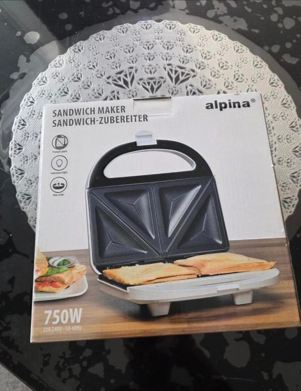 Alpina Broodrooster / Sandwich Maker 750W, Witgoed en Apparatuur, Ophalen