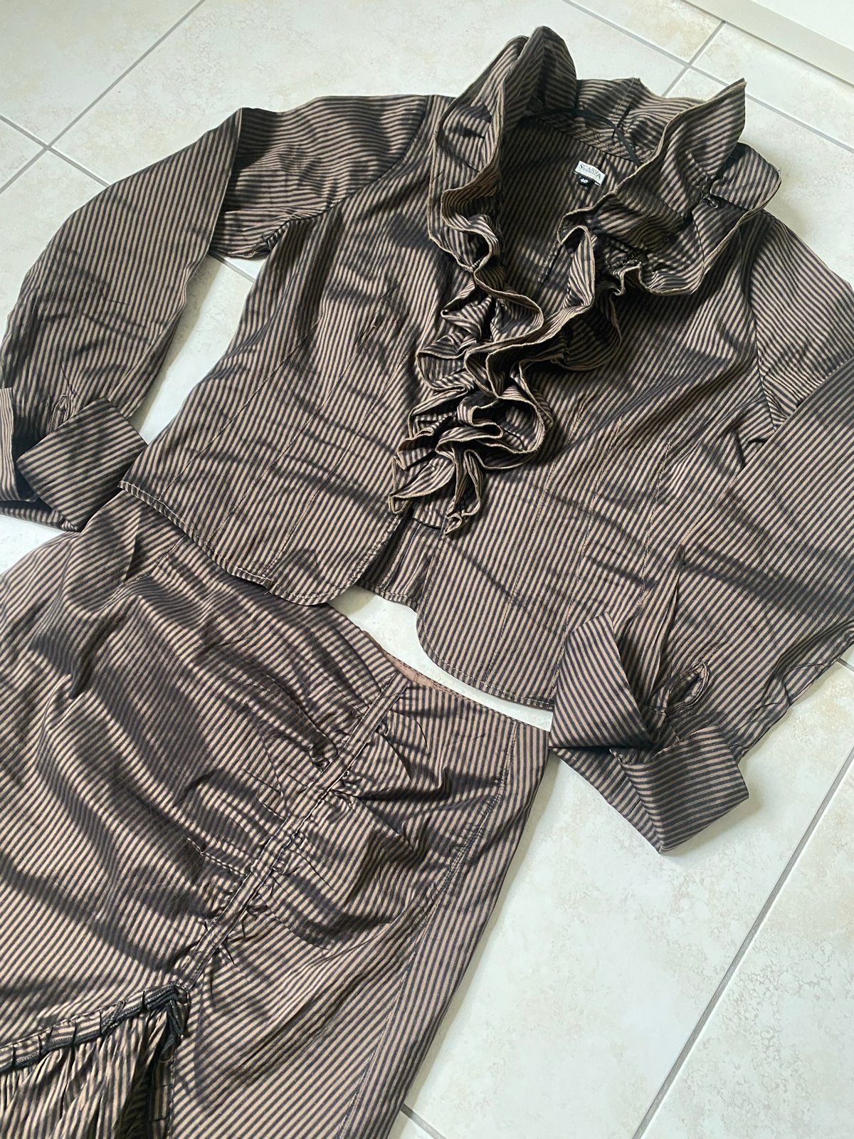 Mooie merk Scarva Woman blouse en rok set 38/40, Verzenden, Zo goed als nieuw, Maat 38/40 (M), Bruin