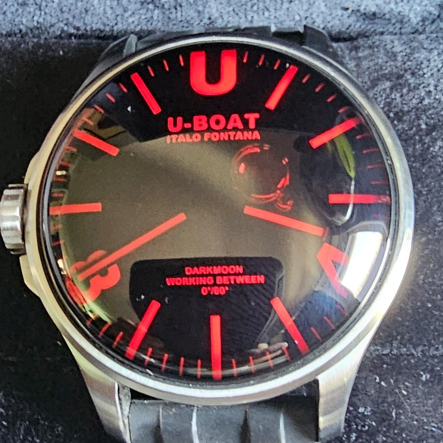 U-Boat darkmoon 44mm, Staal, Polshorloge, Kunststof, Ophalen