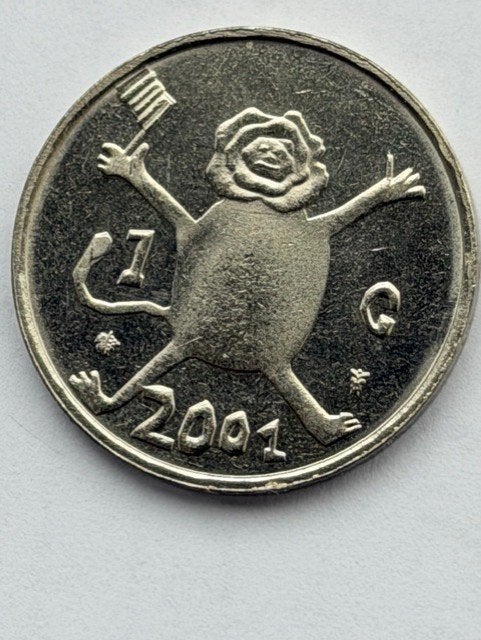 Koninkrijksmunt Nederland 1 gulden 2001 laatste gulden, Postzegels en Munten, Ophalen of Verzenden, Koningin Beatrix, 1 gulden