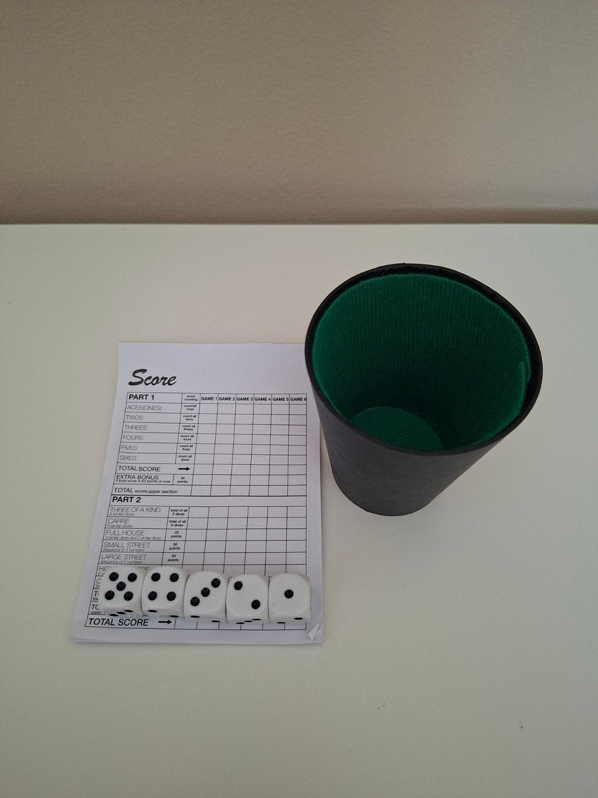Yahtzee, Ophalen, Nieuw