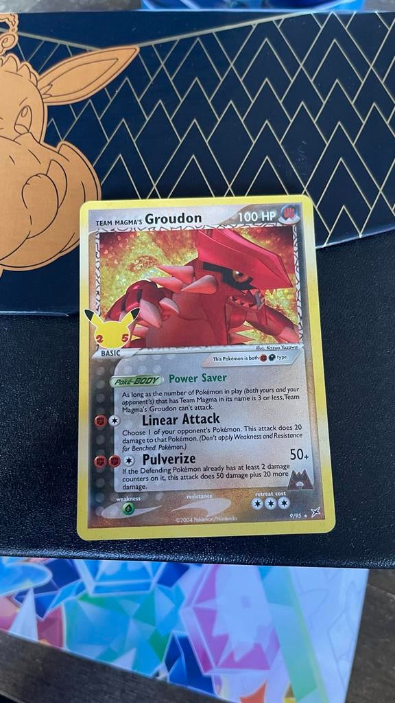 Pokémon kaart Groudon 9/95 Celebrations, Ophalen of Verzenden, Zo goed als nieuw, Losse kaart, Foil
