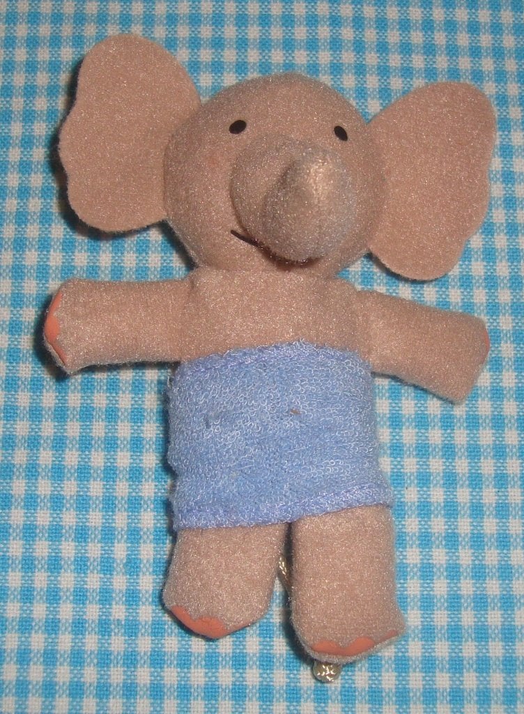 Olifant uit De Wiebelbillenboogie vingerpoppetje bij boek, Ophalen of Verzenden, Olifant, Wasbaar, Klein (minder dan 20 cm)