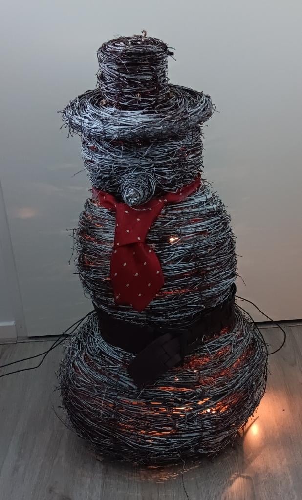 Grote decoratieve sneeuwpop met verlichting 71 cm, Diversen, Kerst, Ophalen, Gebruikt