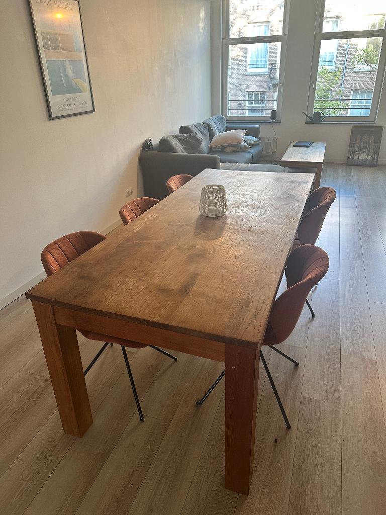 Massief houten eettafel, Huis en Inrichting, Tafels | Eettafels, Ophalen, Gebruikt, 200 cm of meer, 50 tot 100 cm