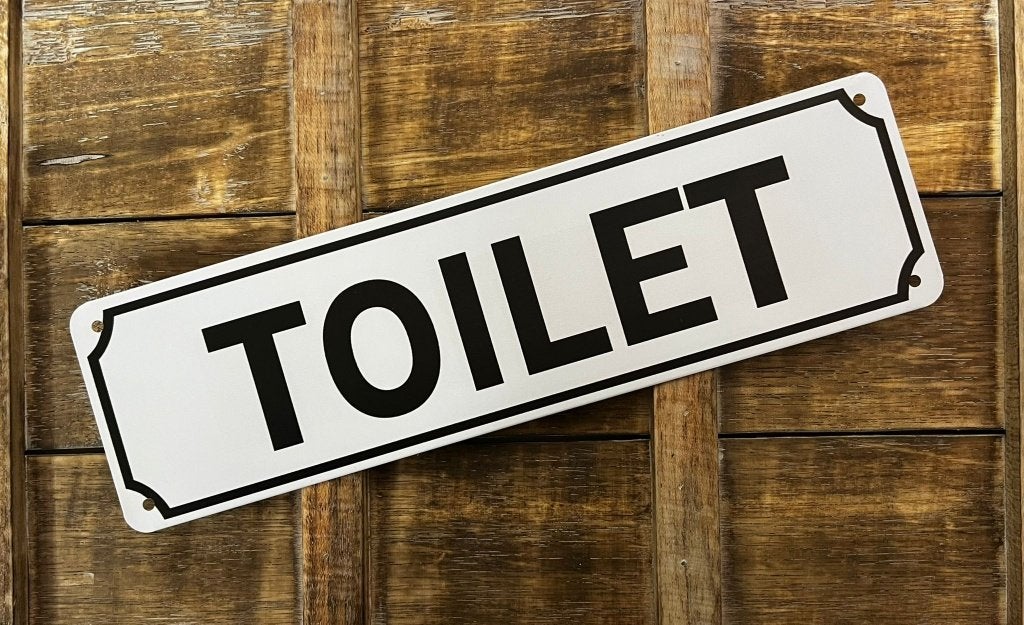 Toilet wc zwart wit reclamebord van metaal wandbord deco, Huis en Inrichting, Info@deconoord.nl, Deco Noord, Nieuw, Ophalen of Verzenden