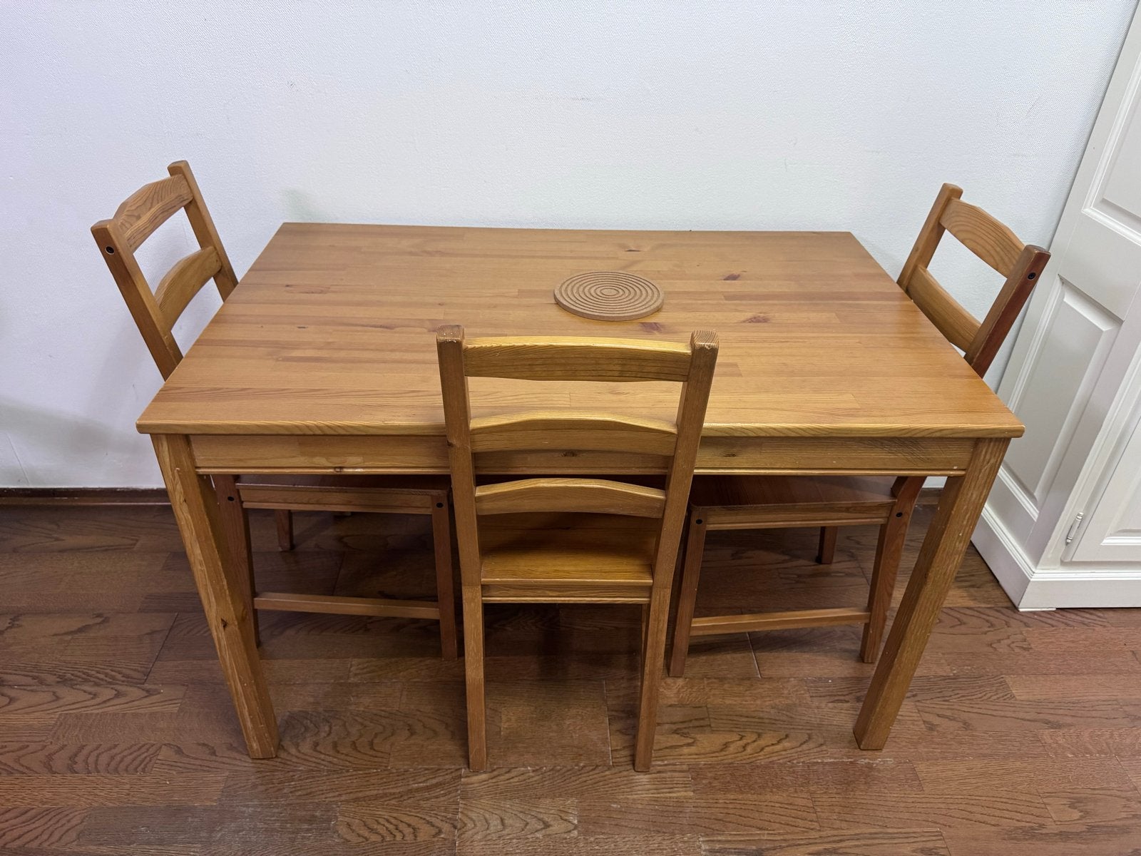 Ikea JOKKMOKK eettafel met 3 stoelen - massief hout, Ophalen, Gebruikt, 100 tot 150 cm, 50 tot 100 cm