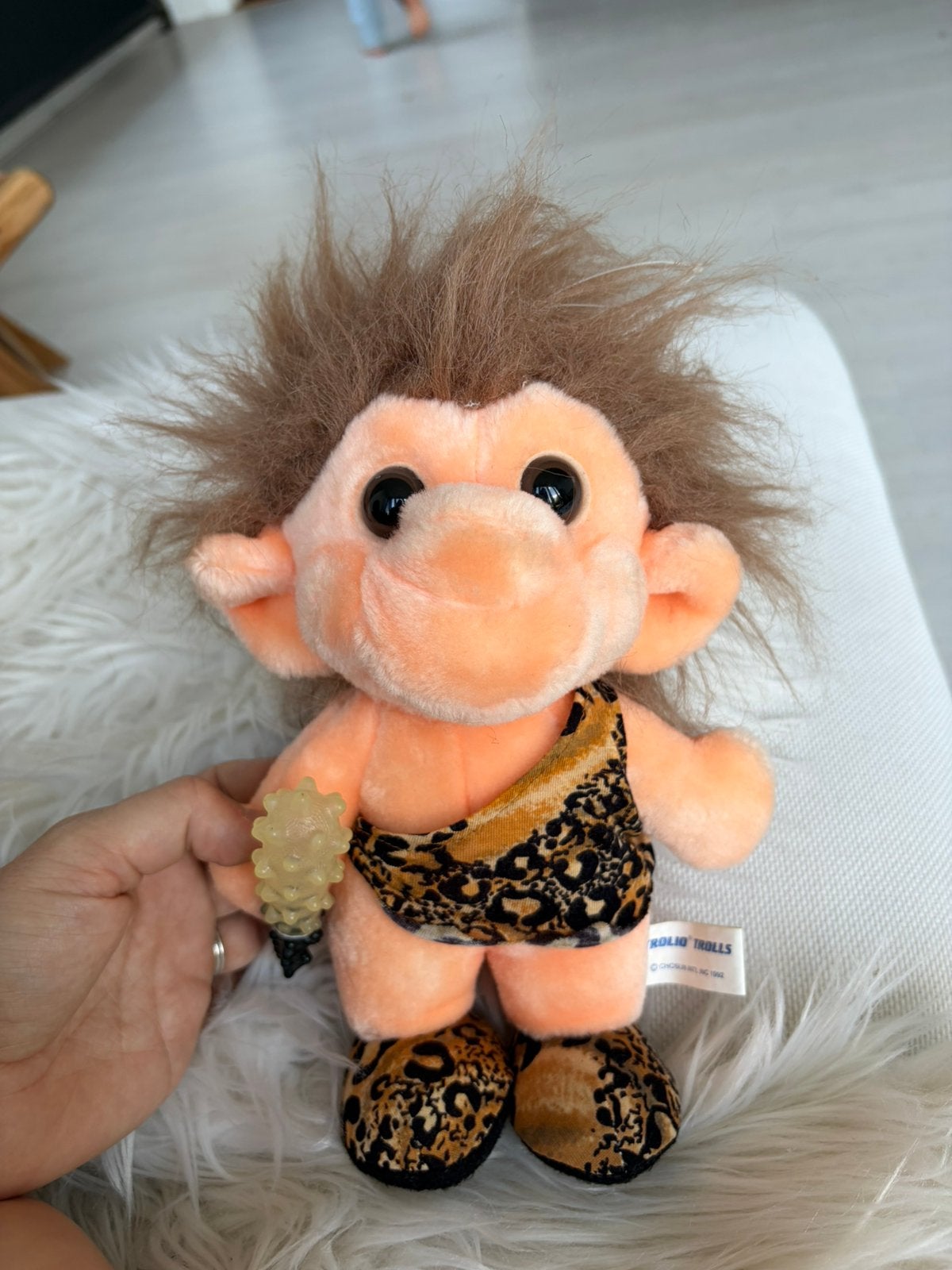 Vintage Trolio Trolls Caveman, Ophalen of Verzenden, Zo goed als nieuw, Stoffen beer, Overige merken