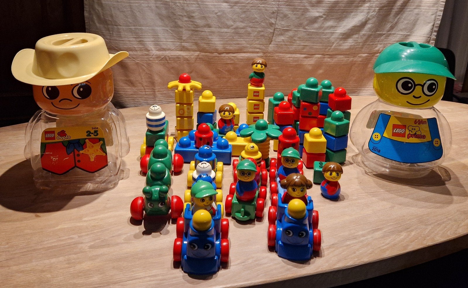 Grote set LEGO Primo en Duplo met opbergdozen, Gebruikt, Lego Primo, Ophalen of Verzenden, Inclusief minifiguren