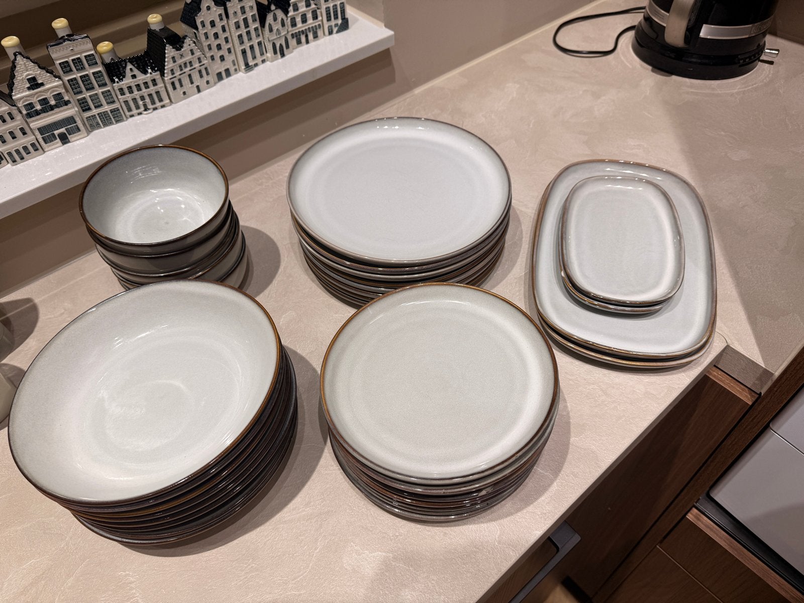 IKEA Gladelig Servies - Grijs/Blauw (35 stuks), Ophalen, Gebruikt, IKEA, Compleet servies