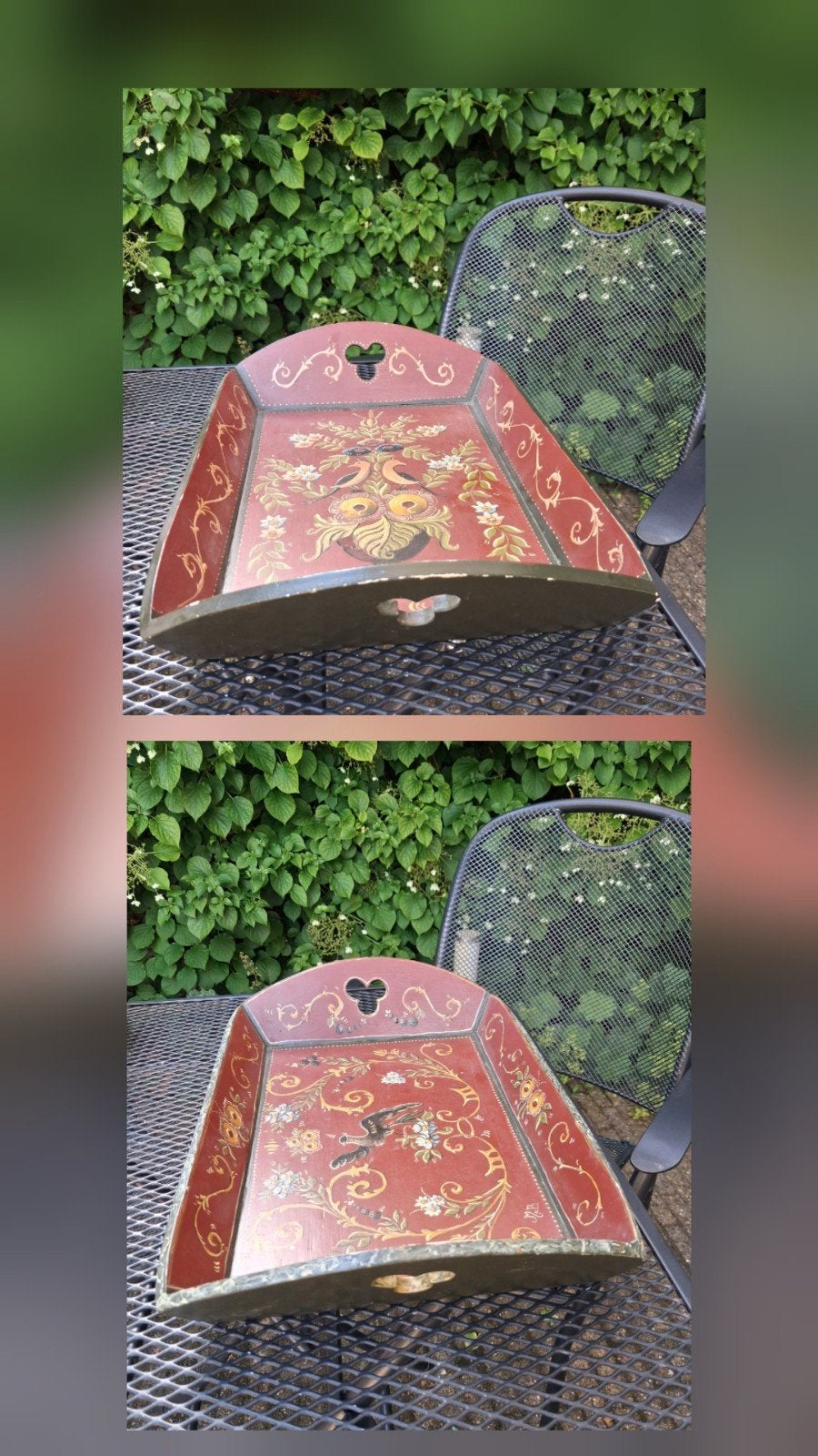 2 Houten dienbladen Hindelooper stijl, Antiek en Kunst, Ophalen of Verzenden