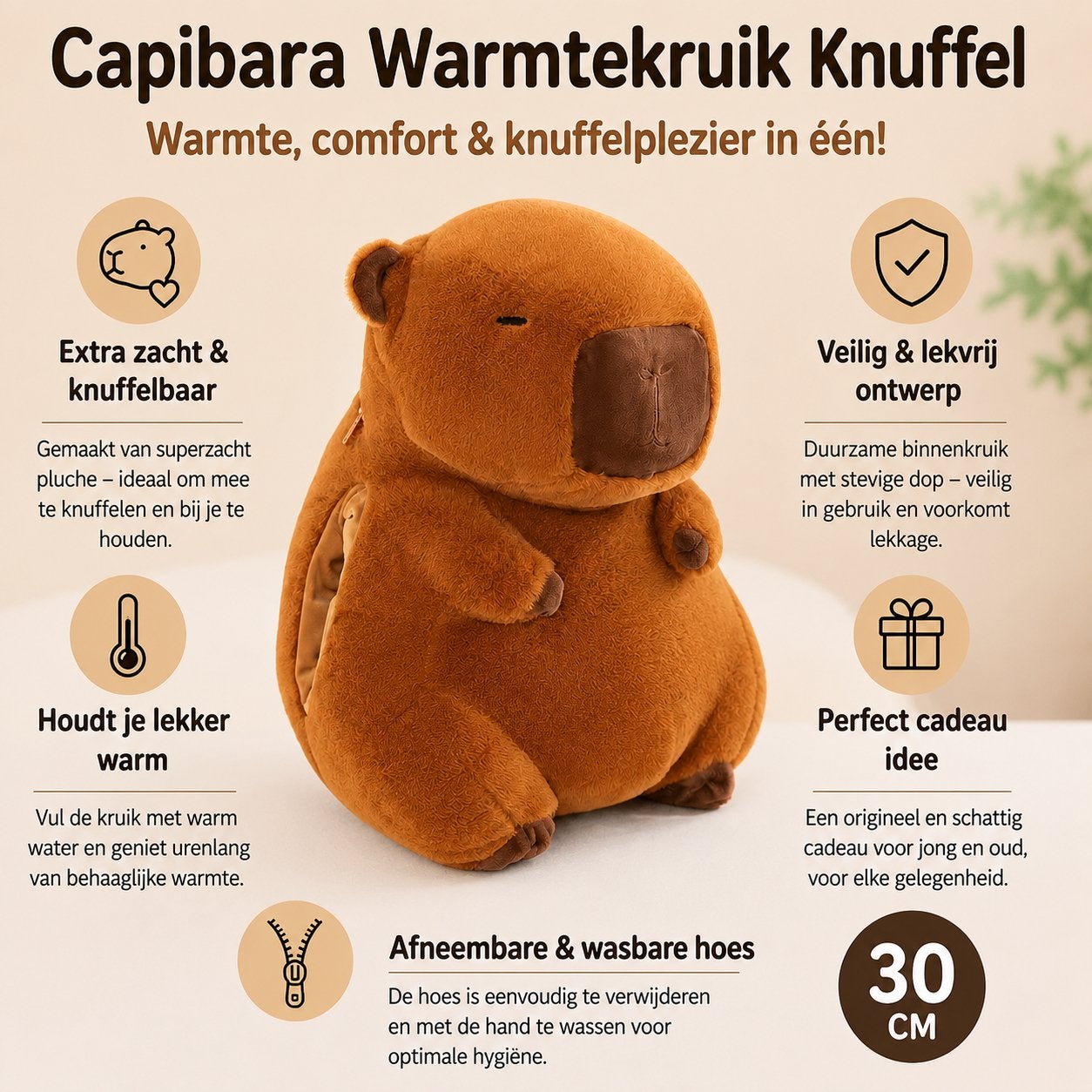 Foto 3 van 15 stuks Capibara Warmtekruik Knuffel - Warmte, comfort &