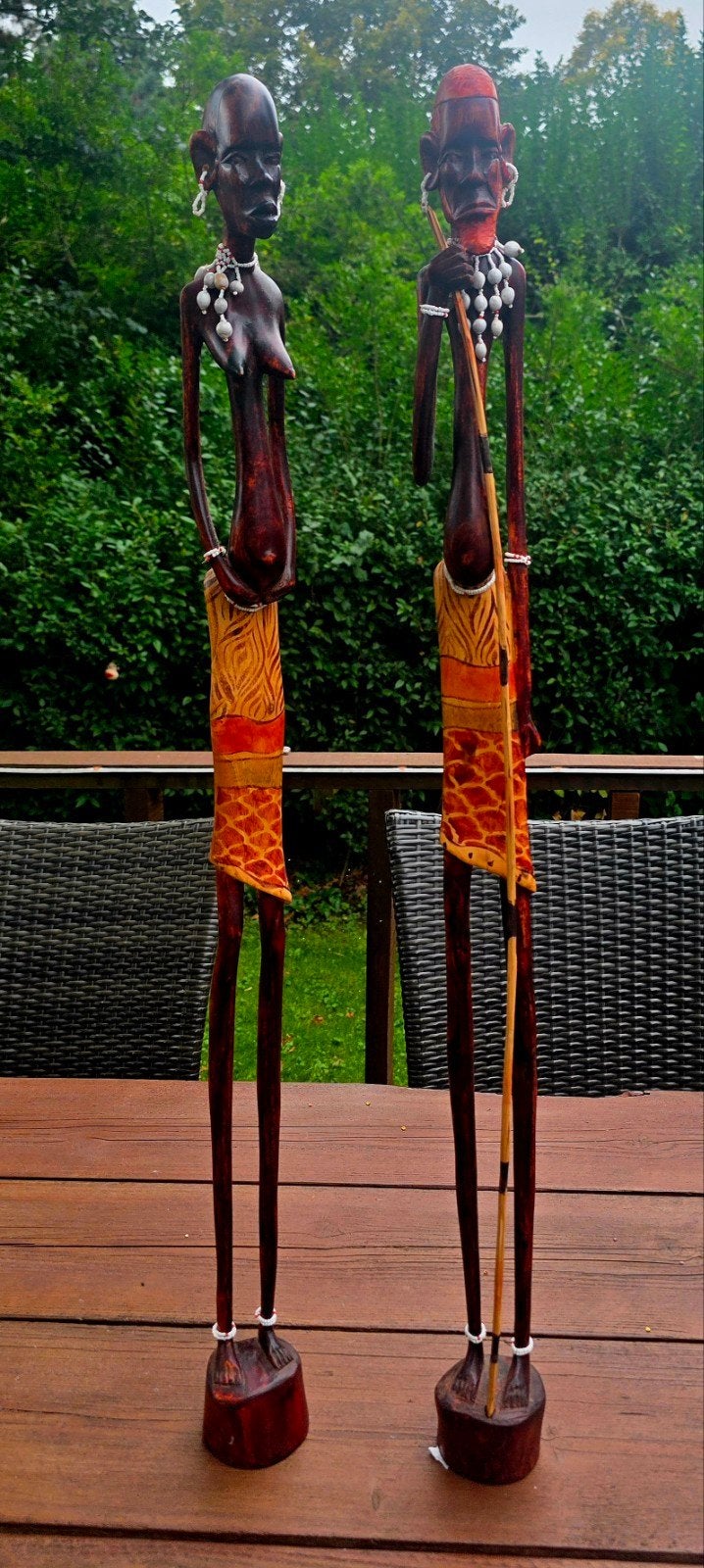 Keniaanse houten beelden van Masai stam 93 cm hoog, Antiek en Kunst, Ophalen of Verzenden