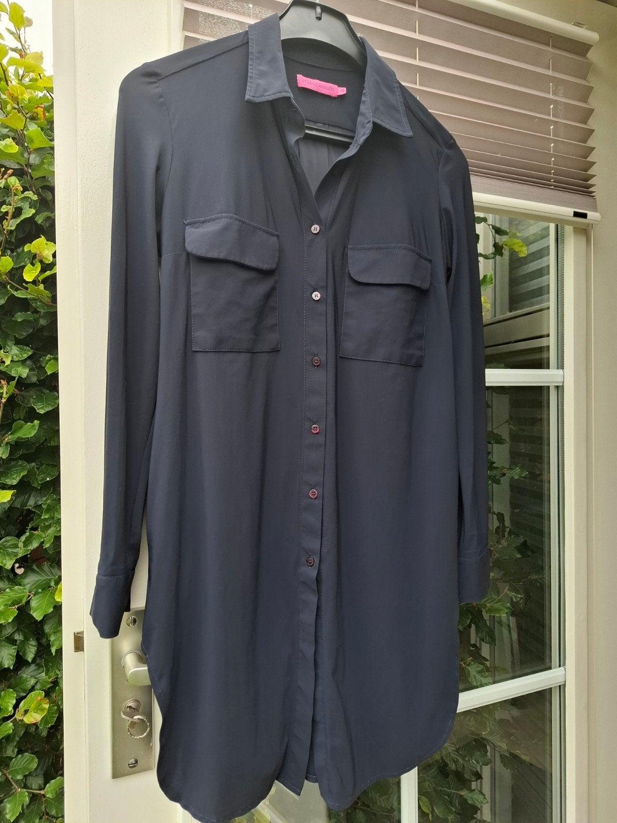 Studio anneloes. Travelstof blouse. Donkerblauw. Maat S, Kleding | Dames, Blouses en Tunieken, Maat 38/40 (M), Studio Anneloes