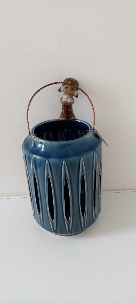 Vintage Riverdale Marlow  kaars licht Windlicht  35 cm blauw, Eu, Eu, Ophalen of Verzenden, Zo goed als nieuw