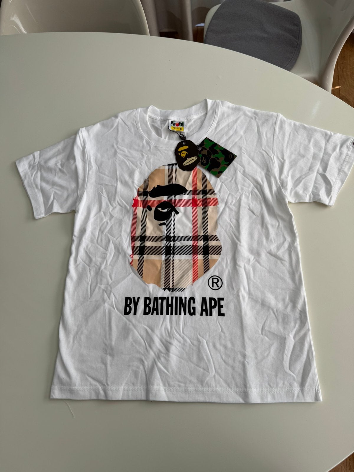 BAPE A Bathing Ape Check by Bathing Tee maat S, Verzenden, Nieuw, Maat 46 (S) of kleiner, Wit