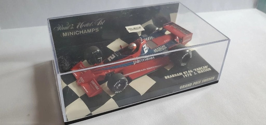 BRABHAM BT 46 FANCAR JOHN WATSON 1978 1/43 minichamps, Hobby en Vrije tijd, Modelauto's | 1:43, Verzenden, Zo goed als nieuw, Auto