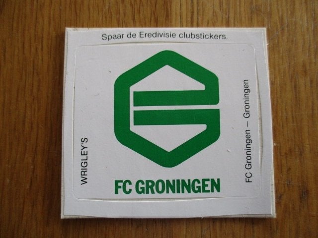 Eredivisie Clubsticker Wrigley's 1980-1981 FC Groningen, Verzamelen, Ophalen of Verzenden, Nieuw, Bedrijf of Vereniging