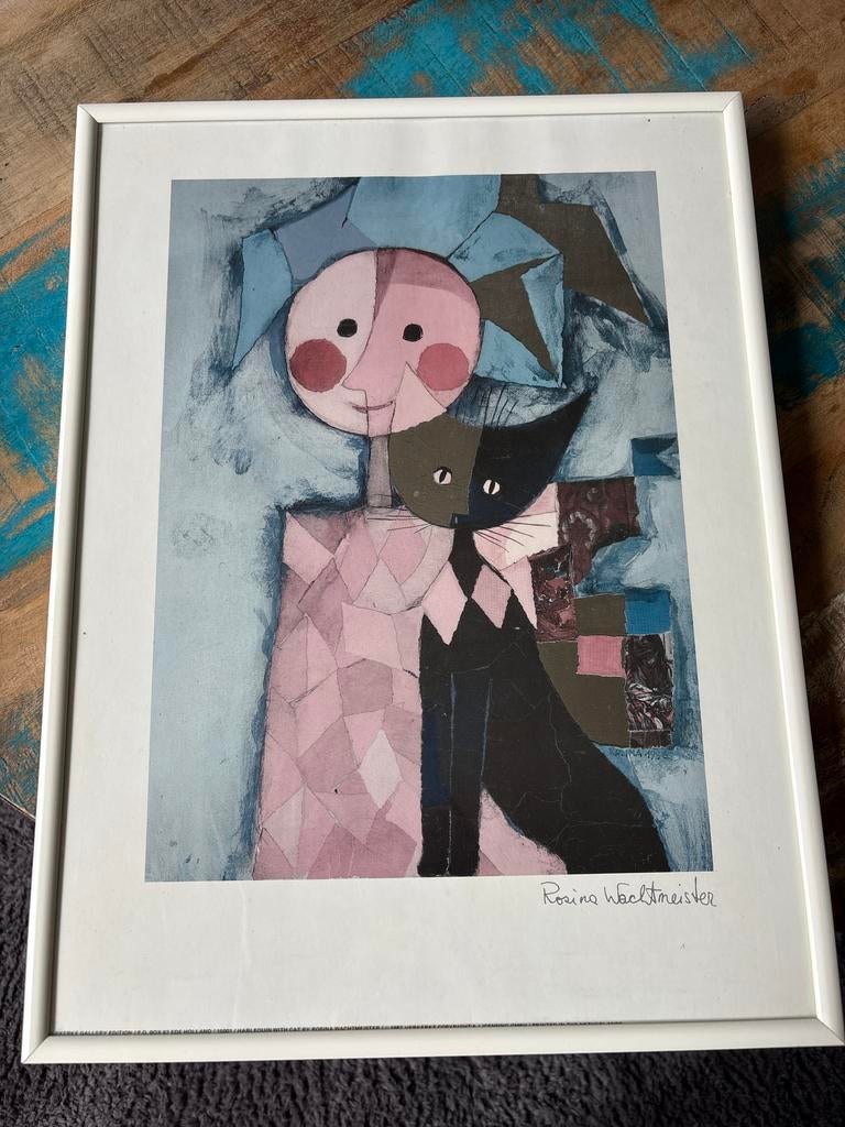 Rosina Wachtmeister 'Harlequin met Kat' Ingelijste Print, Antiek en Kunst, Ophalen