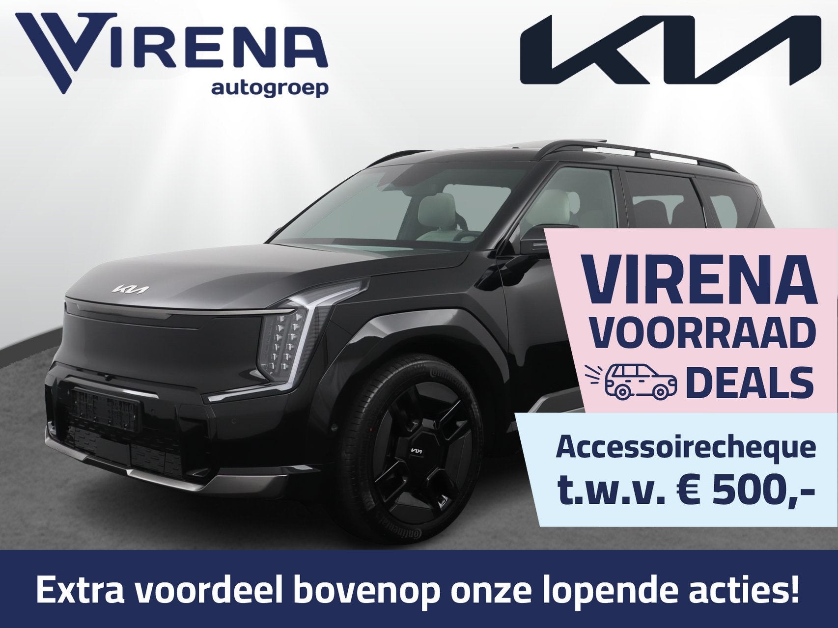 Kia EV9 GT-Line AWD 99.8 kWh - Prijs incl inruilpremie - 7 z, Auto's, Kia, Automaat, EV9, Zwart, 7 stoelen