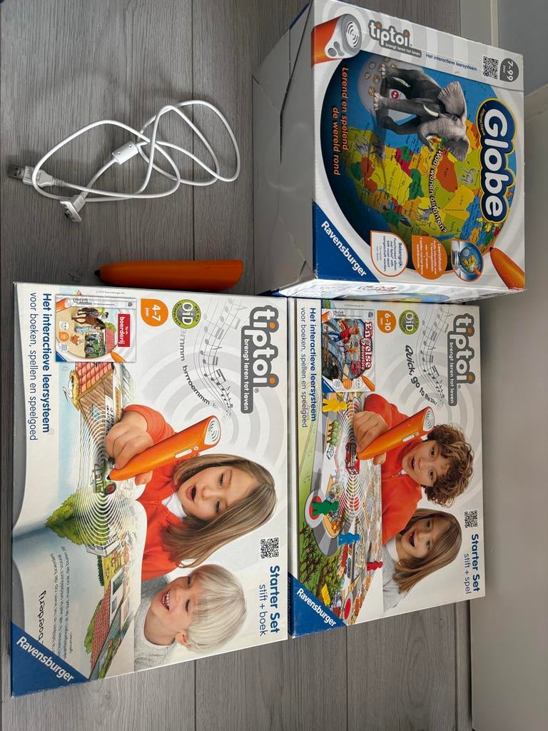 3 tiptoi sets met pen: Boerderij, engelse detective en globe, Ophalen of Verzenden, Zo goed als nieuw, Taal en Lezen, Met geluid