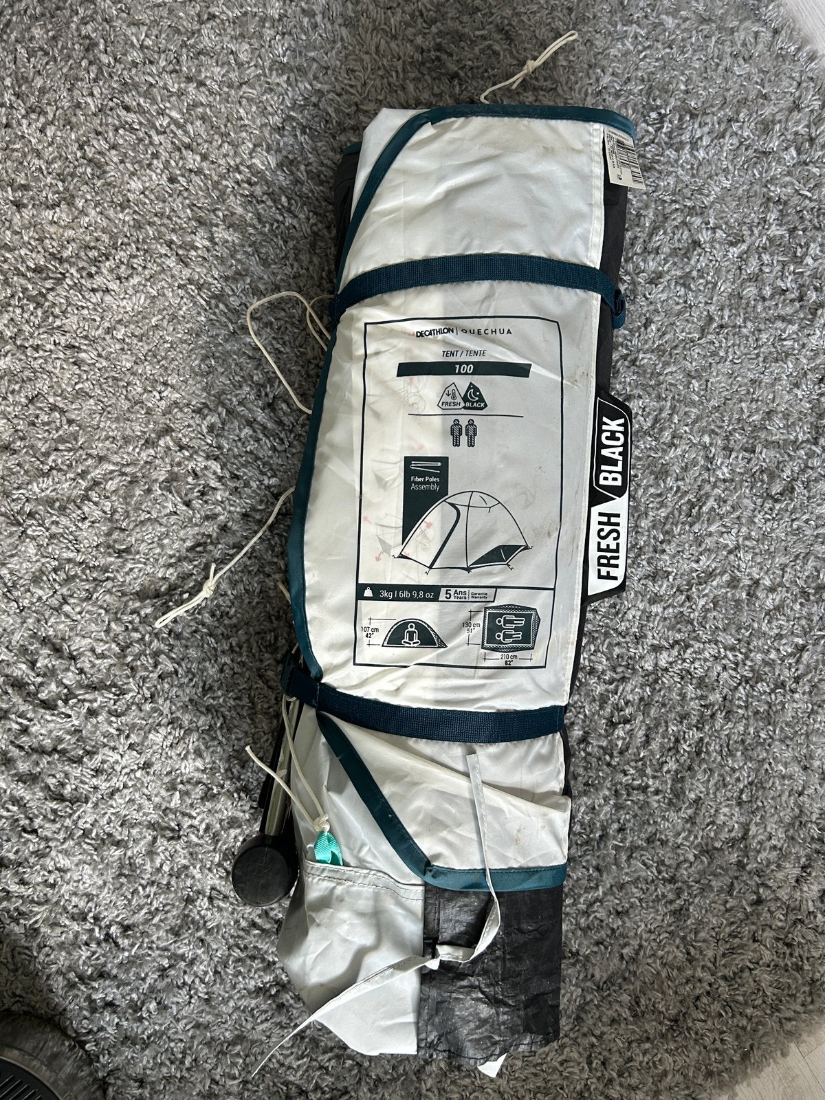 Decathlon Quechua Tent 100 Fresh & Black 2-persoons, Ophalen, Gebruikt, Tot en met 2