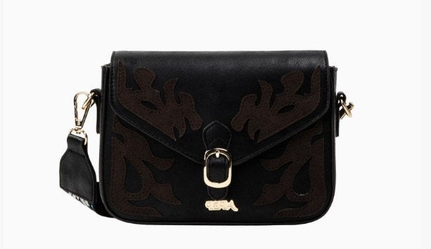IZIA tas schoudertas boho ibiza stijl vegan zwart bruin leer, Overige merken, Zwart, Nieuw, Ophalen of Verzenden