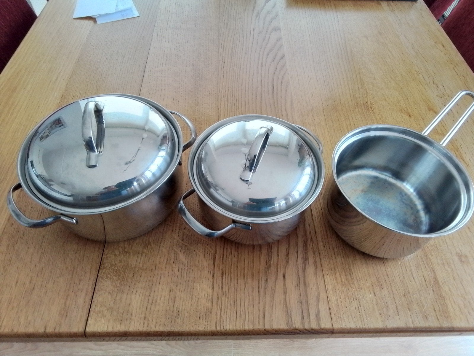 Pannenset: 2 kookpannen (18, 16 cm) en 1 steelpan (rvs), Ophalen