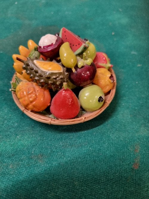 fruitmand miniatuur aardewerk riet, Ophalen of Verzenden, 'T Olde Gre-j, Info@toldegrej.nl, Endepoelstraat 20f Didam