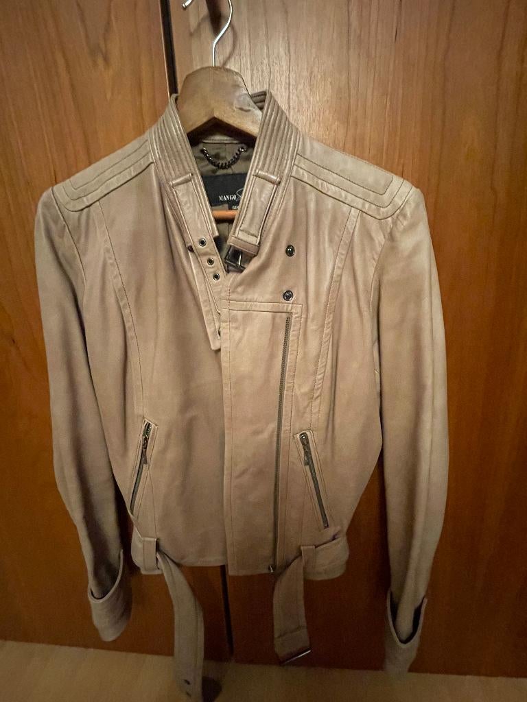 te koop beige leren jasje Mango, Verzenden, Beige, Jasje, Maat 36 (S)