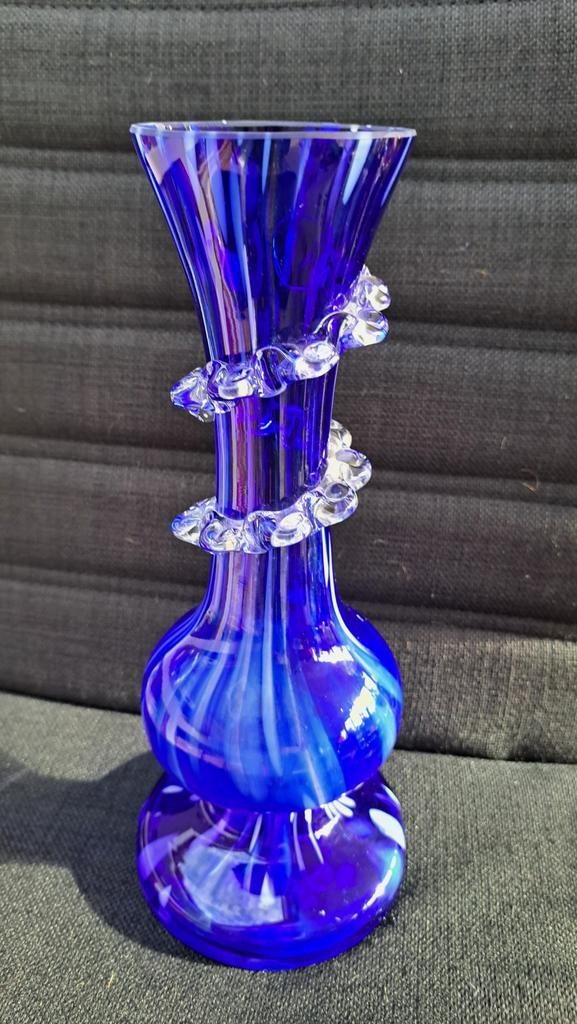 Vintage kobaltblauwe swirl vaas, Ophalen of Verzenden