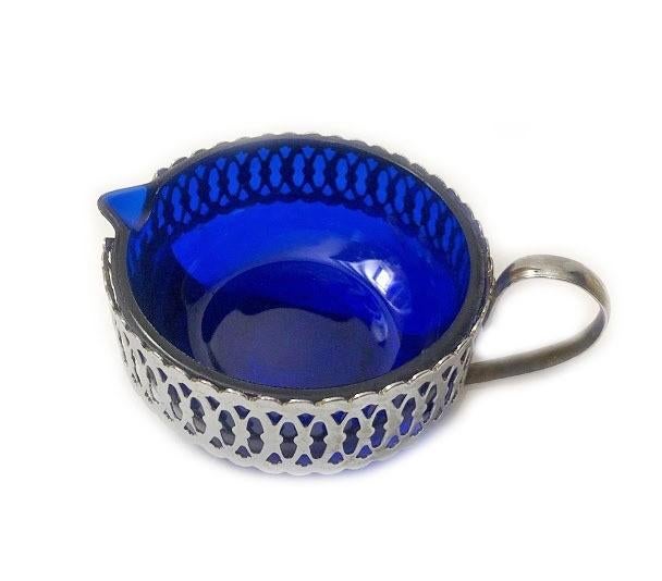 Vintage bonbon , suiker schaaltje kobalt blauw glas Engeland, Ophalen of Verzenden