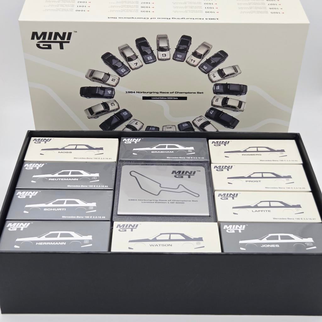 Mini GT 1984 Mercedes-Benz 190E Evo1 Nürburgring Set, Auto, Nieuw, Ophalen of Verzenden, Mini GT