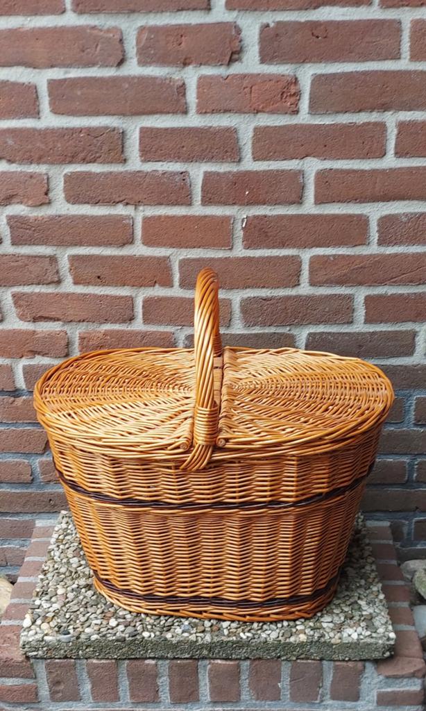 Grote rieten mand ., Huis en Inrichting, Ophalen, Zo goed als nieuw, Ovaal, Riet