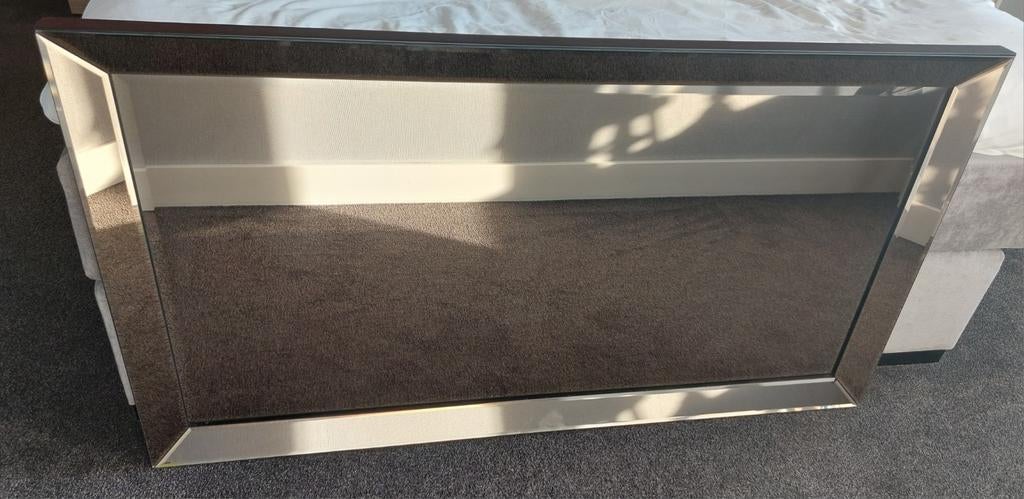 Spiegel bruinkleurig glas 130 x 70 cm, Ophalen, Gebruikt, 125 cm of meer, Minder dan 100 cm