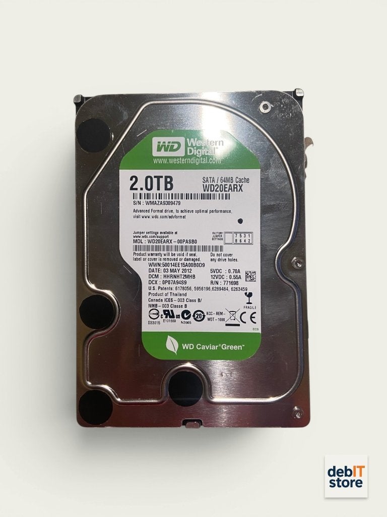 WD Green 2tb HDD - WD20EARX, Computers en Software, Harde schijven, Gebruikt, Info@debitstore.nl, Western Digital, Nvt
