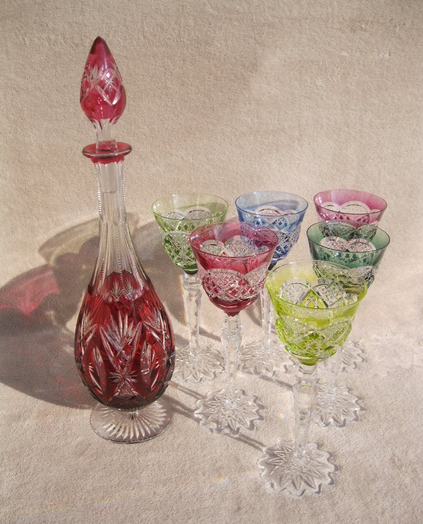 Zes 22cm hoge Verrept glazen Val Saint Lambert, Ophalen