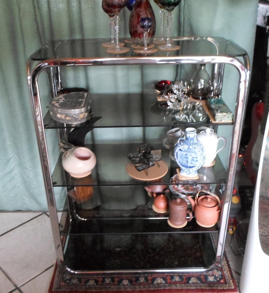 Vintage Buisframe Rek Chroom Rookglas, Ophalen, Huis en Inrichting