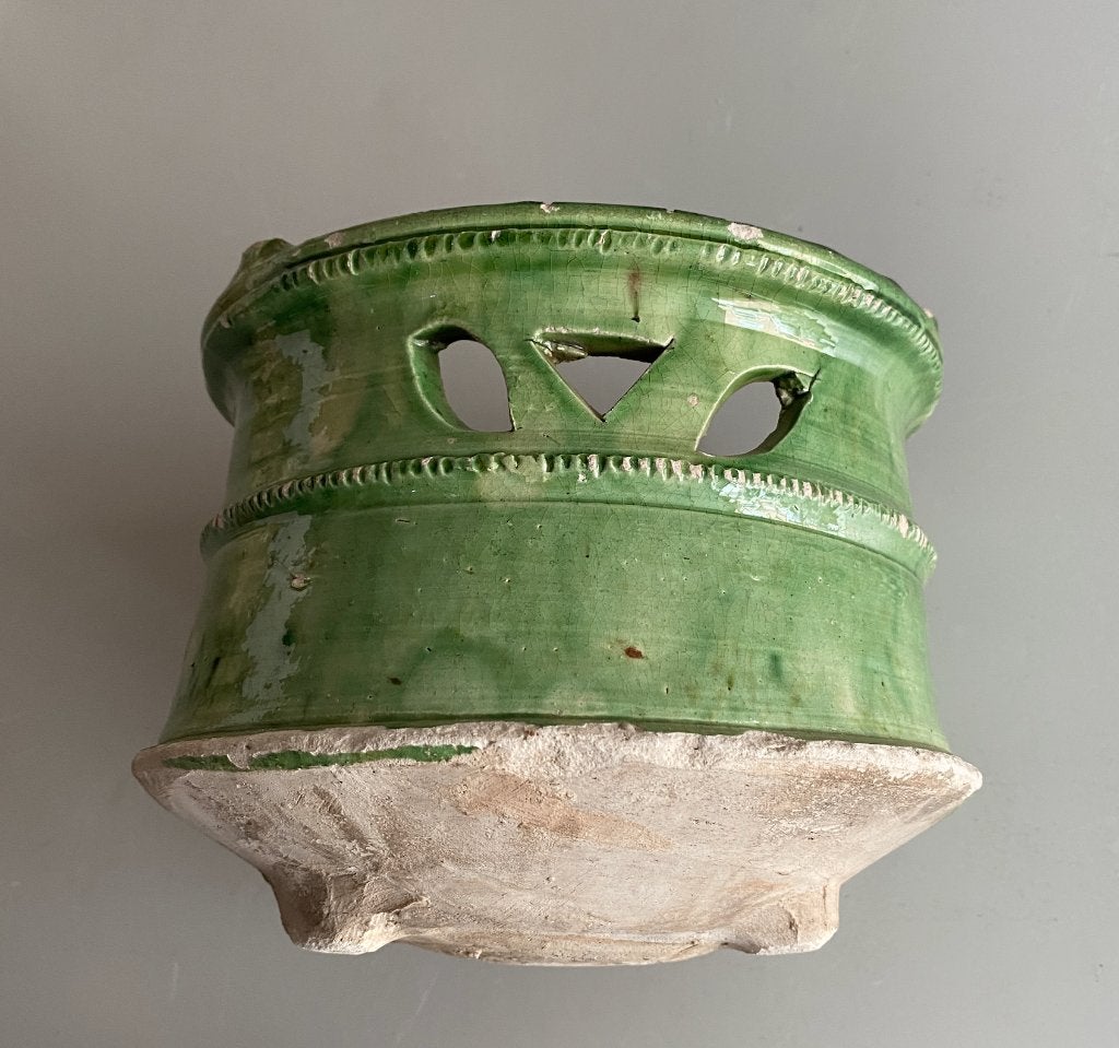 ANTIEK GROEN GEGLAZUURD FRIES VUURTESTJE OF KOMFOOR, Antiek en Kunst, Antiek | Keramiek en Aardewerk, Ophalen