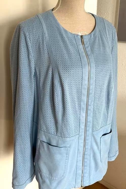 Gerry Weber suède look jasje maat 46[v], Blauw, Maat 46/48 (XL) of groter, Ophalen of Verzenden, Zo goed als nieuw