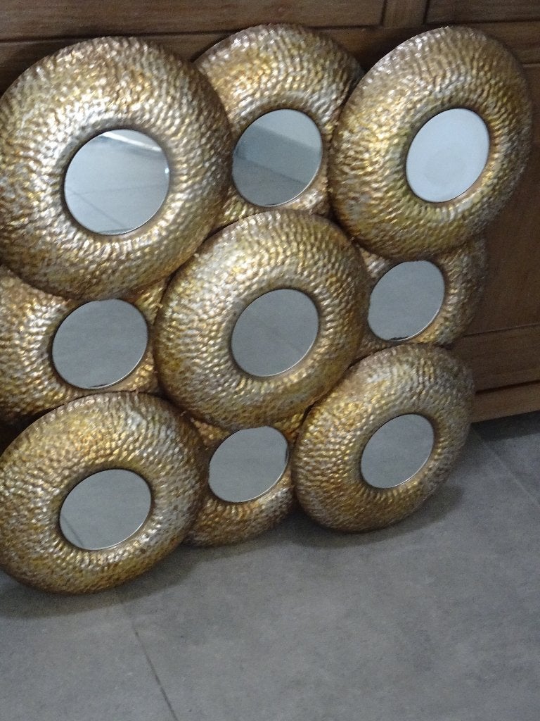wanddecoratie spiegel design kunst goud zilver wandspiegel, Ophalen, Metaal, Wandsculptuur, 68 cm